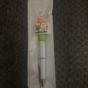 Pickleballin' White Ballpoint Pen with Neon Beads